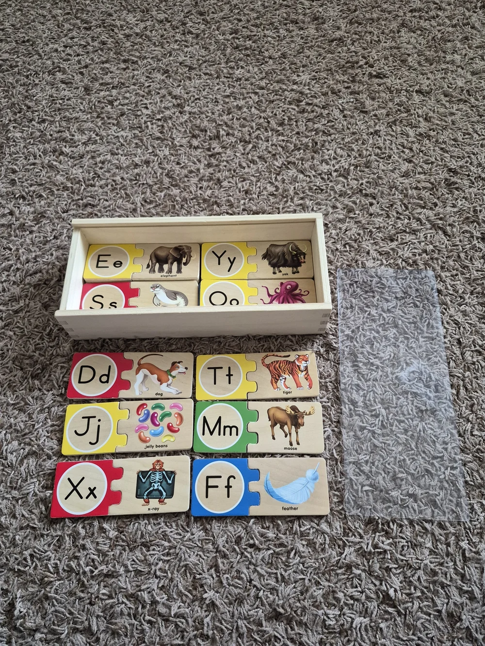 Wooden Alphabet Puzzle Blocks - Colorful Letter Matching Set